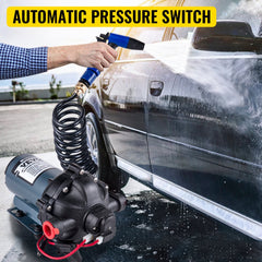 RV Water Pump 5.3 GPM 5.5 Gallons Per Minute 12V Water Pump Automatic 70 PSI Diaphragm Pump with 25 Foot Coiled Hose Washdown Pumps for Boats Caravan Rv Marine Yacht