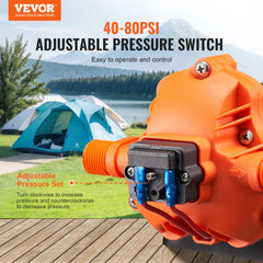12V Diaphragm Pump 3.5GPM 13.25L/min 3-Chamber Water Pump Pressure Switch