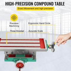 Bostome 17.7" x 6.7" compound milling working table with heavy-duty cast iron construction.