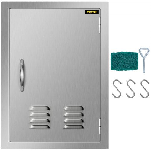 BBQ Access Door 17 x 24 Inch Vertical Island Door with Vents Stainless Steel Single Access Door Flush Mount Outdoor Kitchen