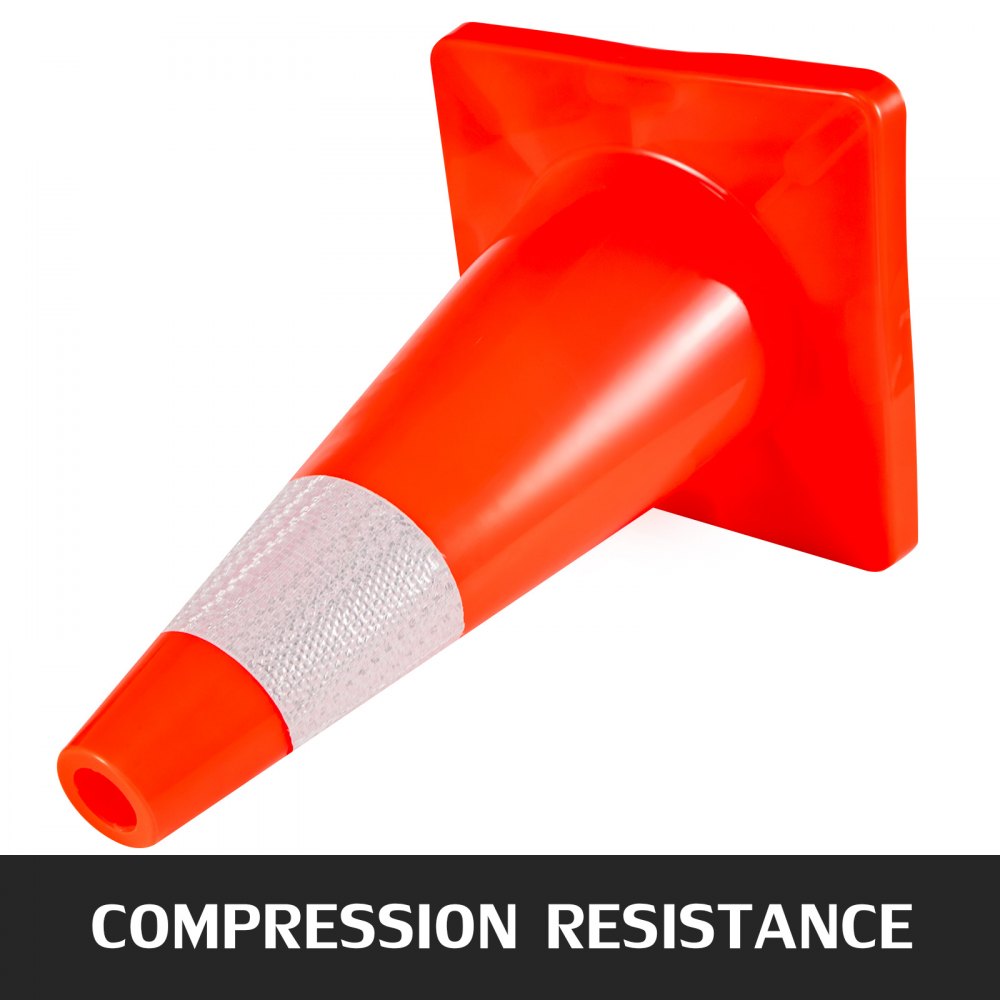 8Pack Traffic Cones, 18" Safety Cones, PVC Orange Traffic Safety Cone, with Reflective Collar Road Parking Training Cones