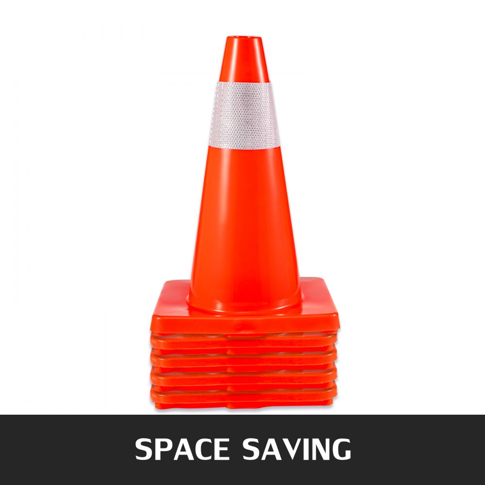 8Pack Traffic Cones, 18" Safety Cones, PVC Orange Traffic Safety Cone, with Reflective Collar Road Parking Training Cones