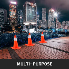 8Pack Traffic Cones, 18" Safety Cones, PVC Orange Traffic Safety Cone, with Reflective Collar Road Parking Training Cones