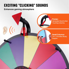 18 inch Spinning Prize Wheel, 14 Slots Spinning Wheel with Height Adjustable Stand, Roulette Wheel with a Dry Erase, and a Storage Bag, Win Fortune Spin Games in Party Pub Trade Show Carnival