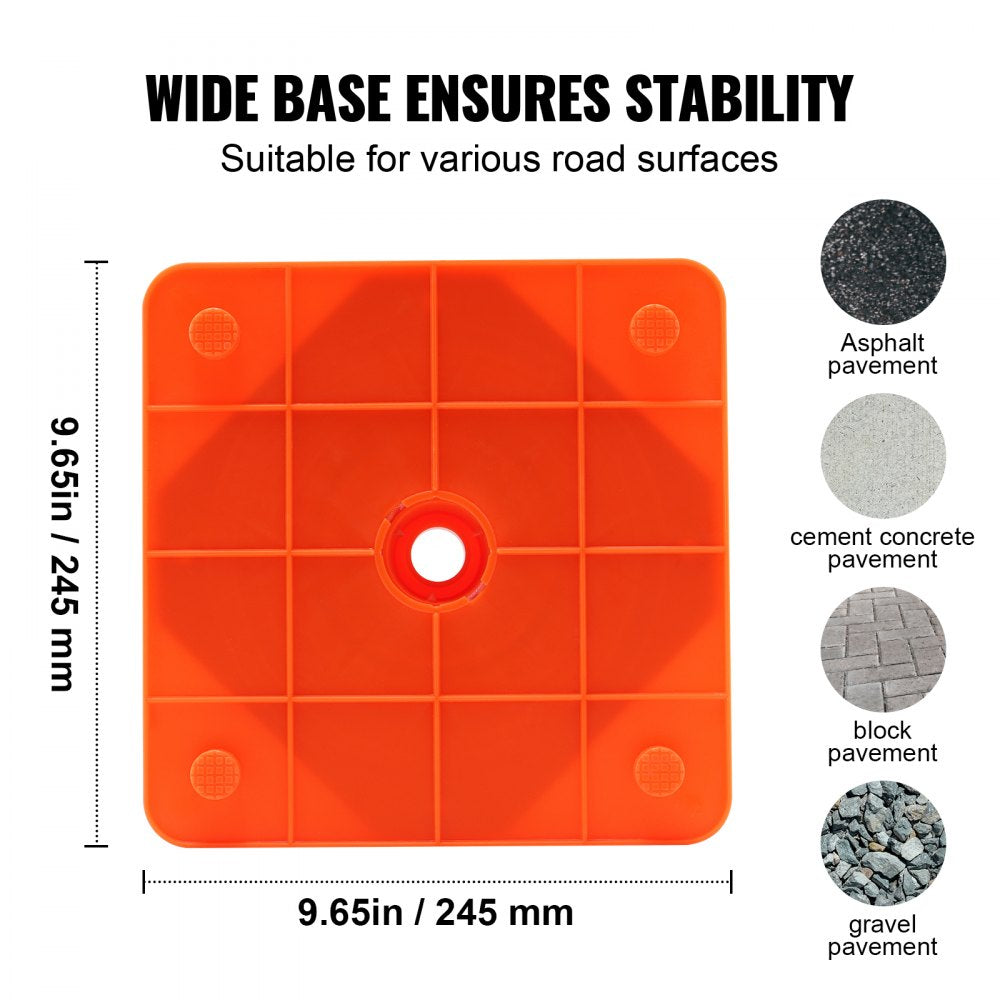 Bostome 18-inch collapsible safety cones with reflective stripes in a 4-pack for visibility.