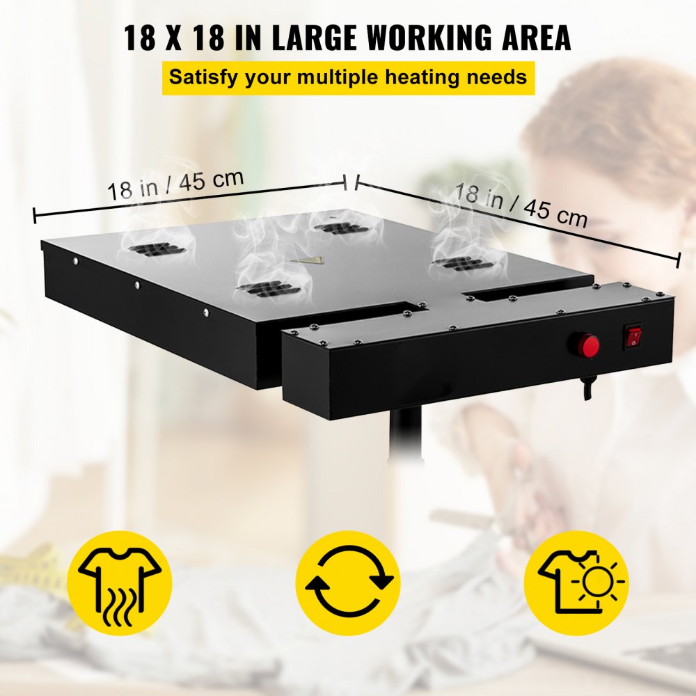 Bostome 18x18" flash dryer with adjustable stand and durable steel construction for screen printing.