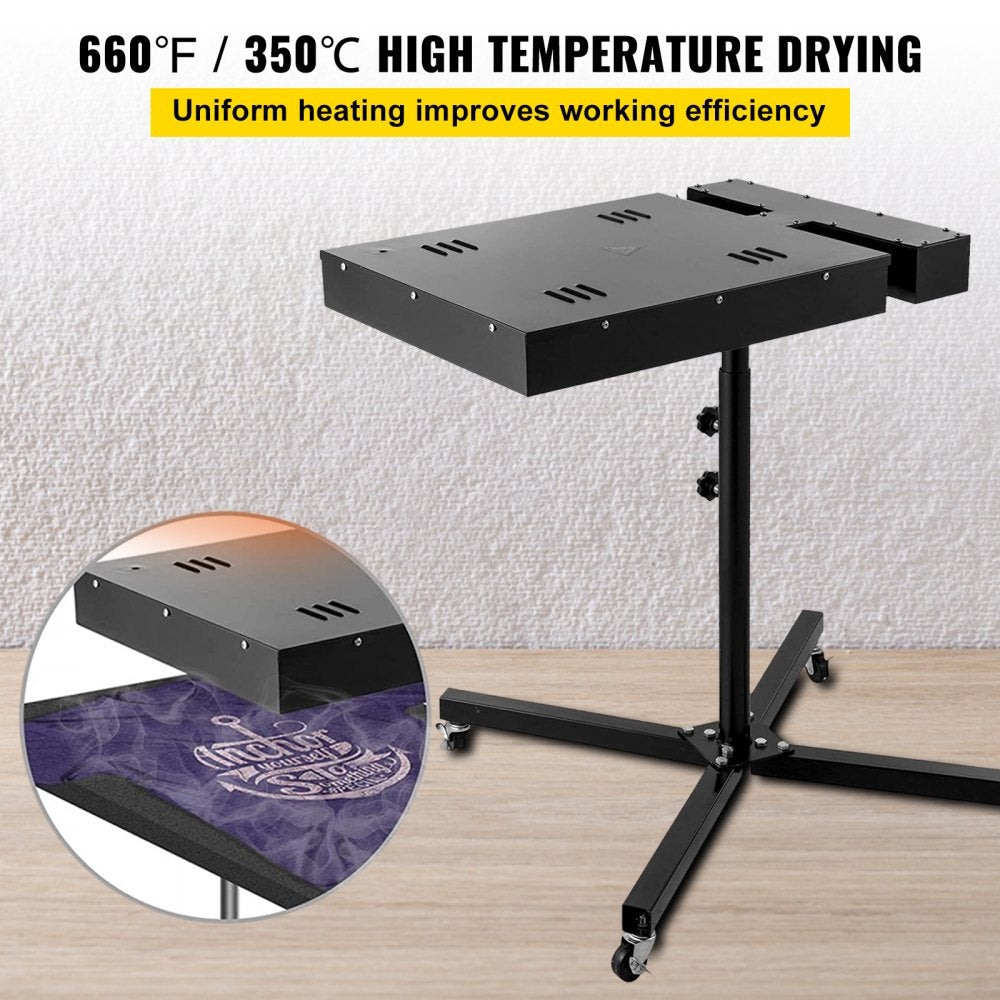 Bostome 18x24" flash dryer with adjustable height and stainless steel mesh for screen printing.