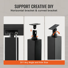 Black 36" SUS304 stainless steel cable railing post with a holeless design and brackets.