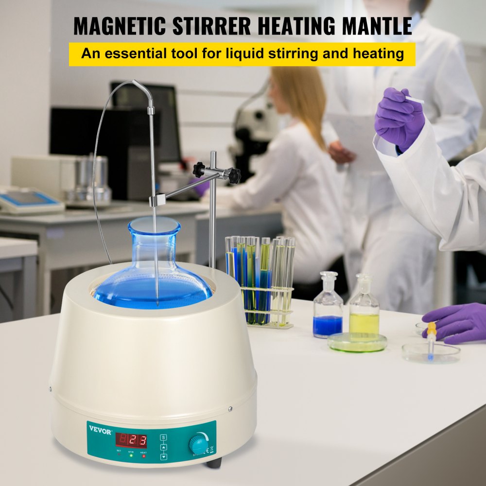 Heating Mantle 2000ml Electric Magnetic Stirring Heating Mantle 600W Digital Magnetic Stirrer Mantle, Max Temp 450 ° C Digital Magnetic Heating Mantle Kit 2000ml