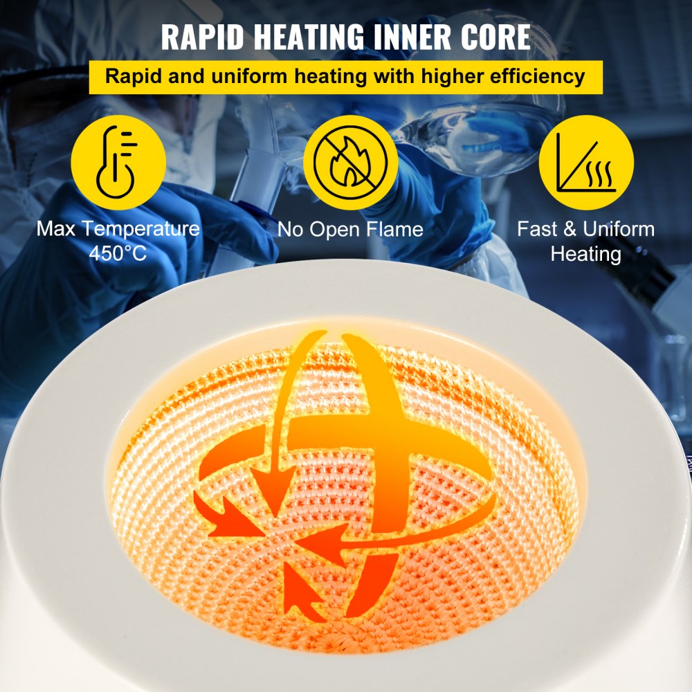 Heating Mantle 2000ml Electric Magnetic Stirring Heating Mantle 600W Digital Magnetic Stirrer Mantle, Max Temp 450 ° C Digital Magnetic Heating Mantle Kit 2000ml