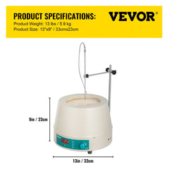 Heating Mantle 2000ml Electric Magnetic Stirring Heating Mantle 600W Digital Magnetic Stirrer Mantle, Max Temp 450 ° C Digital Magnetic Heating Mantle Kit 2000ml