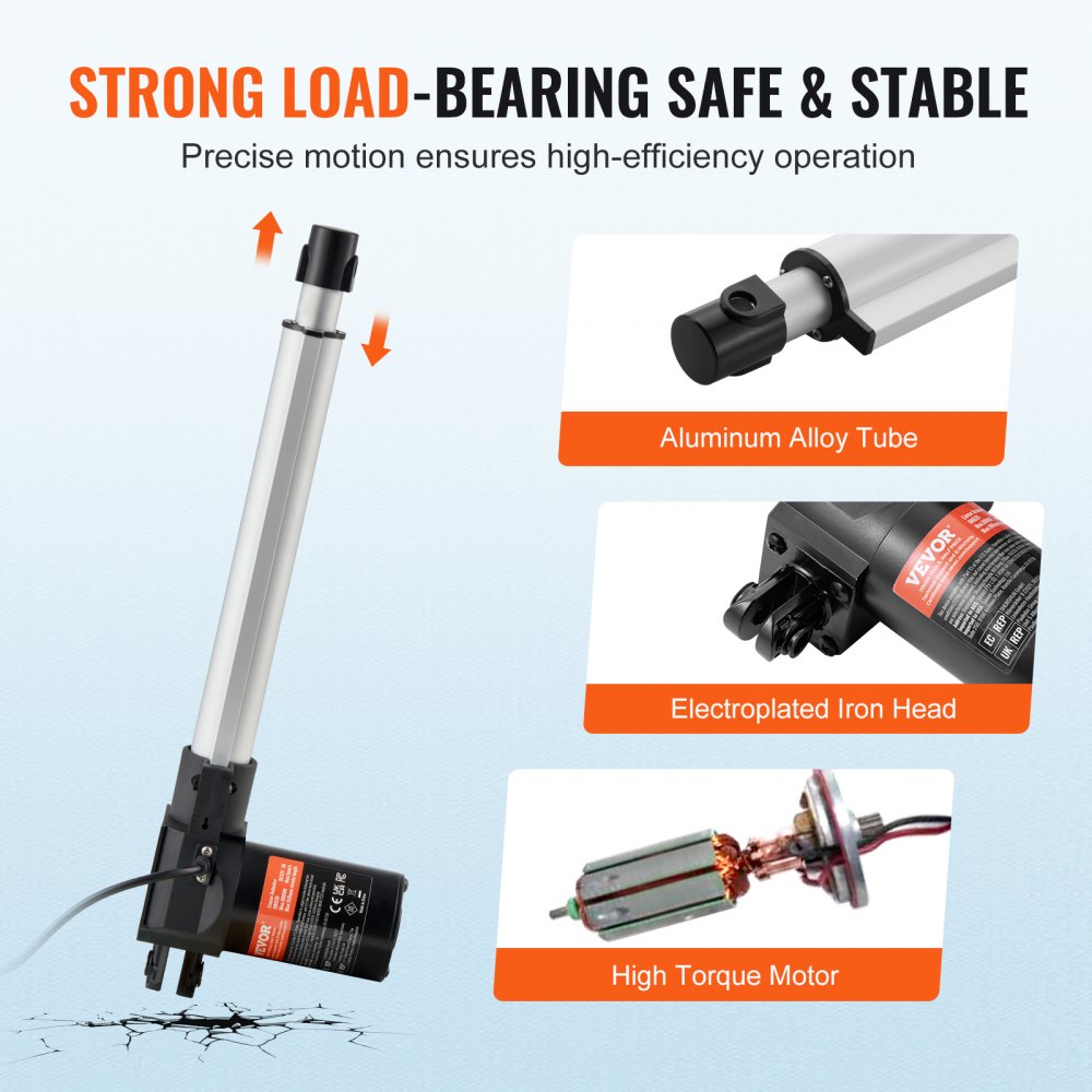 24V Linear Actuator Kit 10 Inch 0.98"/s 220lbs/1000N with IP44 Protection