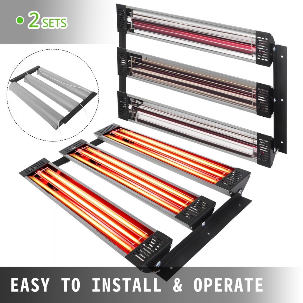 Paint Curing Lamp, 2 Set 3000W Quick Drying 110V, 47.2x39.3 sq.inch Baking Area Spray/Baking Booth Infrared Paint Curing Heater Lamp, Car Curing Light Heating Lights
