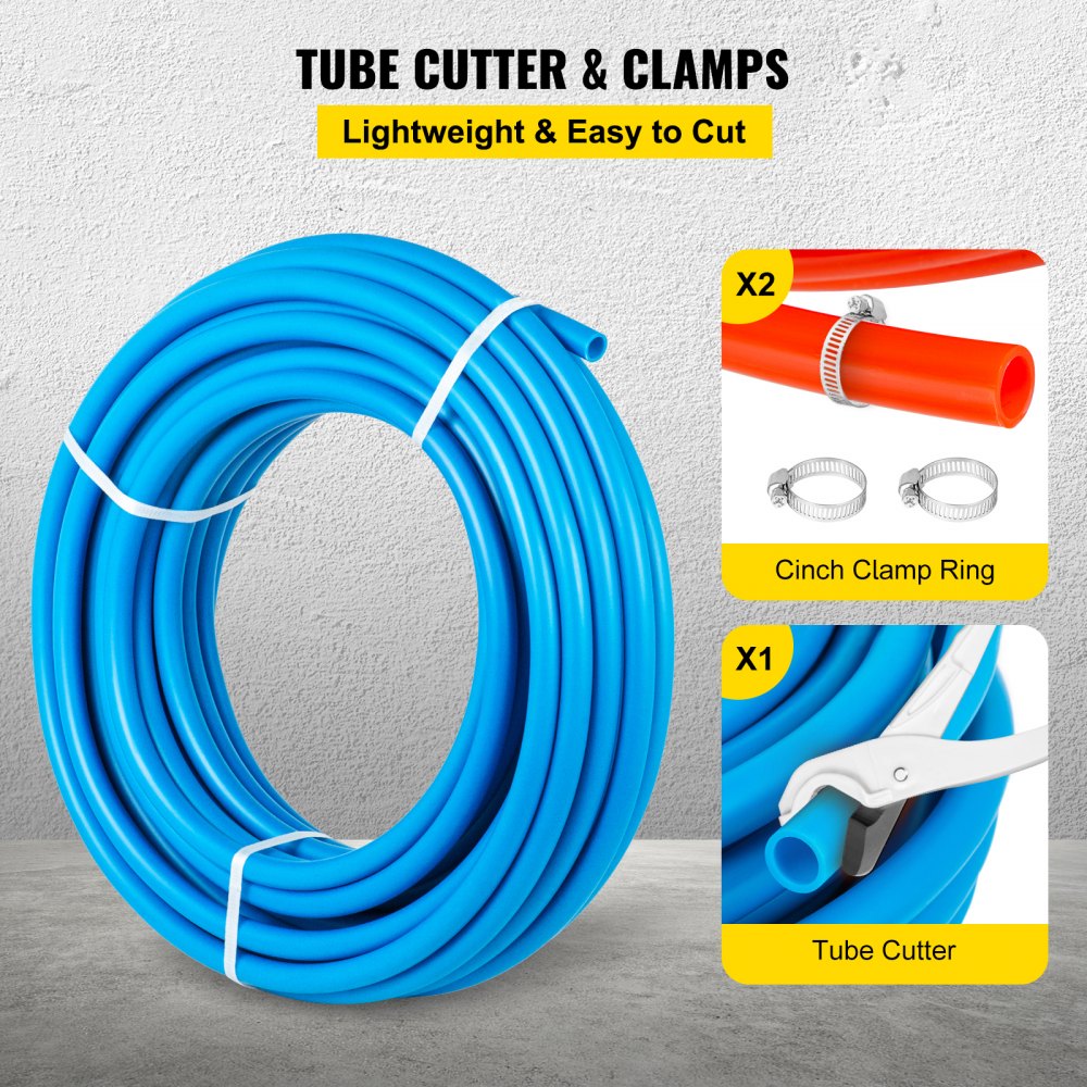 Bostome 1/2" x 100ft PEX tubing in a coil, made of cross-linked polyethylene for plumbing use.