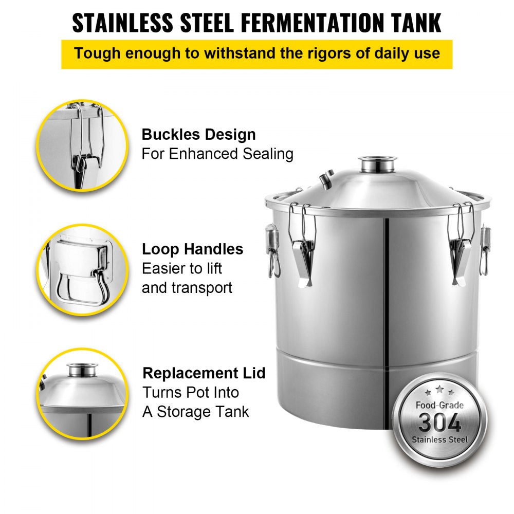 30L 7.9Gal Water Alcohol Distiller 304 Stainless Steel Alcohol Distiller Home Kit Moonshine Wine Making Boiler with Thermometer (30L Distiller)