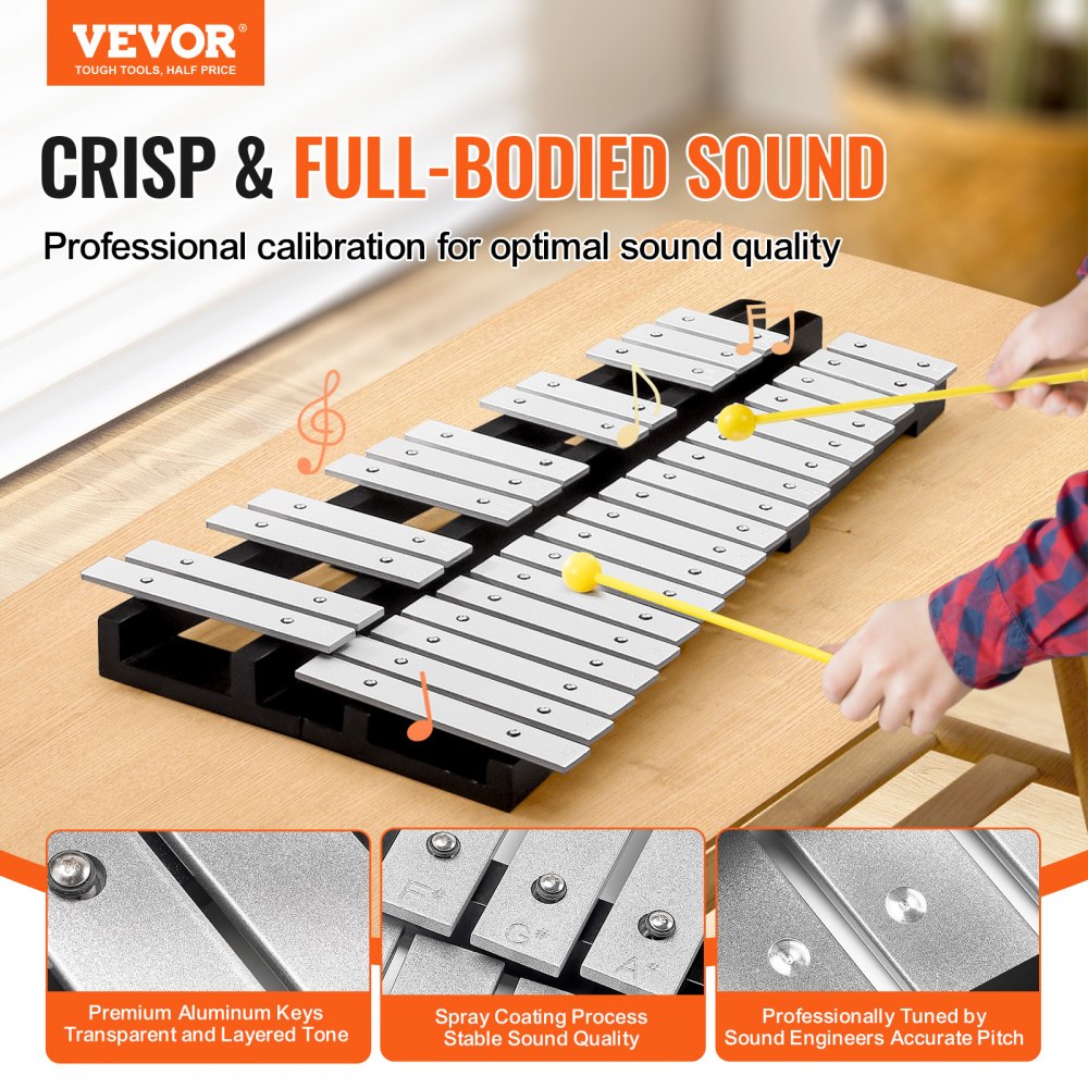 30 Note Glockenspiel Xylophone Bell Kit, Percussion Instrument with Mallets, Drum Sticks and Carrying Bag, Professional Glockenspiel Xylophone Percussion Instrument Set for Students & Adults