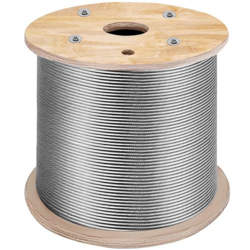 Stainless Steel Cable Railing 1/8"x 500ft, Wire Rope 316 Marine Grade, Braided Aircraft Cable 1x19 Strands Construction for Deck Rail Balusters Stair Handrail Porch Fence