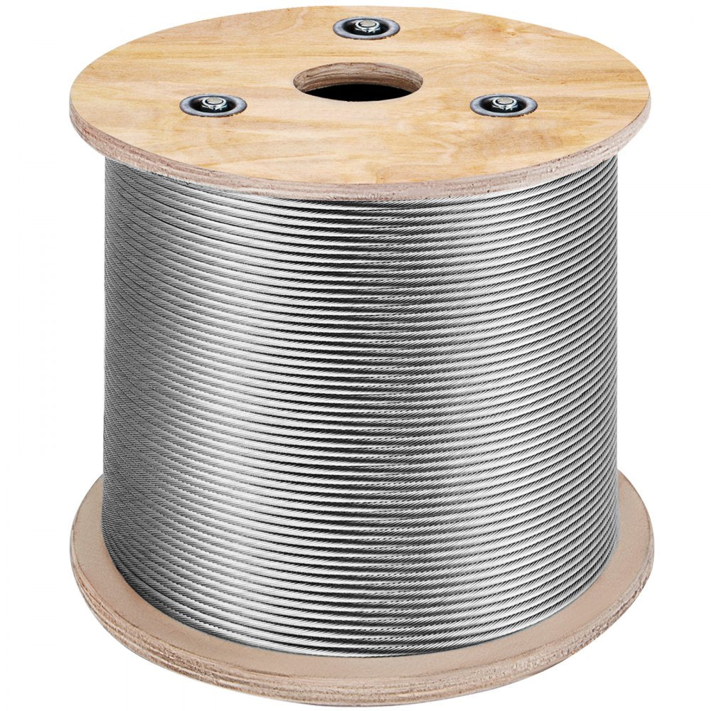 1/8 Stainless Steel Cable Railing 500ft, Wire Rope 316 Marine Grade, Braided Aircraft Cable 7x7 Strands Construction for Deck Rail Balusters Stair Handrail Porch Fence