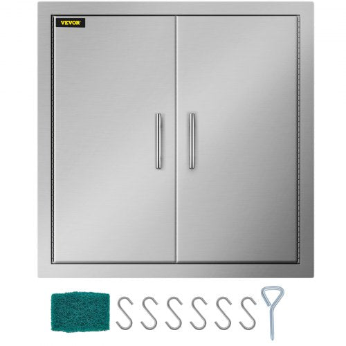 31 Inch BBQ Access Door 304 Stainless Steel BBQ Island 31W x 31H Inchs Double Door with Paper Towel Holder for Outdoor Kitchen