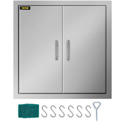 31 Inch BBQ Access Door 304 Stainless Steel BBQ Island 31W x 31H Inchs Double Door with Paper Towel Holder for Outdoor Kitchen