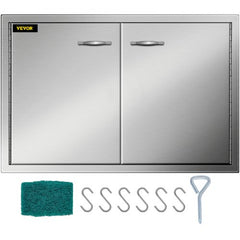 BBQ Access Door 33W x 22H Inch, Double BBQ Door Stainless Steel, Outdoor Kitchen Doors for BBQ Island, Grilling Station, Outside Cabinet