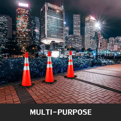 6Pack 36" Traffic Cones, Safety Road Parking Cone with Black Weighted Base, PVC Orange Traffic Safety Cones, Hazard Cones Reflective Collars for Construction Traffic Parking