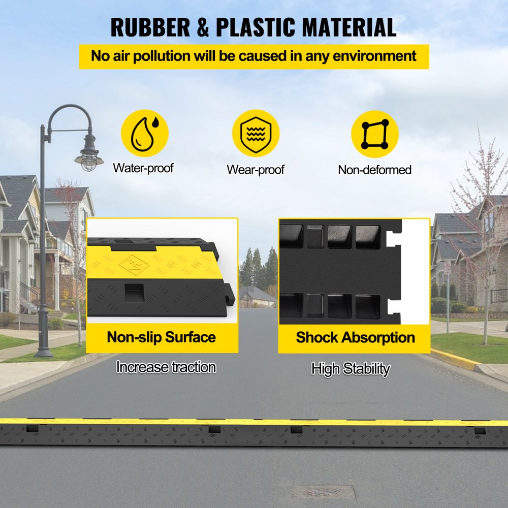 Rubber Cable Protectors Heavy Duty Wire Hose Cord Protective Cover Ramps Floor Driveway Speed Bump, 3 Pack 2 Channel 11000lbs