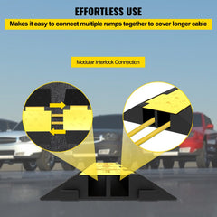 Rubber Cable Protectors Heavy Duty Wire Hose Cord Protective Cover Ramps Floor Driveway Speed Bump, 3 Pack 2 Channel 11000lbs