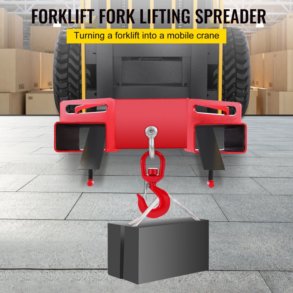 Forklift Lifting Hook, 6600lbs Capacity Forklift Lifting Hoist, Red Forklift Mobile Crane with Swivel Hook and Two Large T-Screws, Hook Forklift Lifting Hoist, Fork Lifting Attachment
