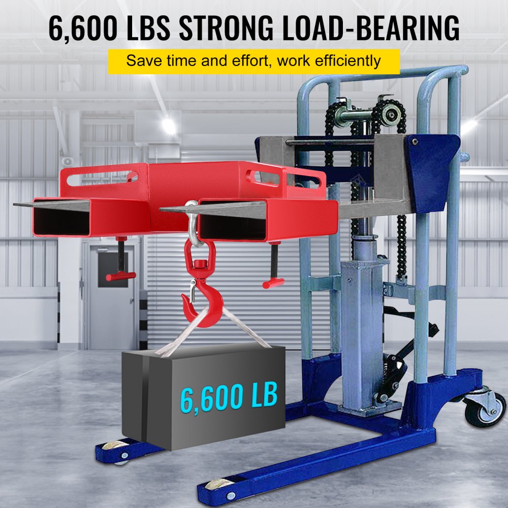 Forklift Lifting Hook, 6600lbs Capacity Forklift Lifting Hoist, Red Forklift Mobile Crane with Swivel Hook and Two Large T-Screws, Hook Forklift Lifting Hoist, Fork Lifting Attachment