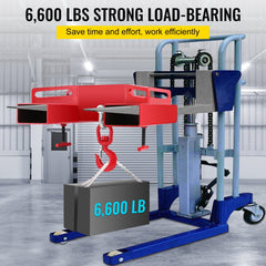 Forklift Lifting Hook, 6600lbs Capacity Forklift Lifting Hoist, Red Forklift Mobile Crane with Swivel Hook and Two Large T-Screws, Hook Forklift Lifting Hoist, Fork Lifting Attachment