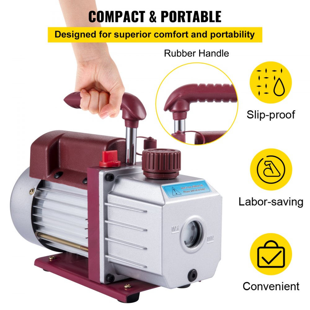 Vacuum Pump 4.5CFM Vacuum Pump HVAC Single-Stage Rotary Vane Vacuum Pump 1/3HP 5PA Ultimate Air Conditioning Refrigerant Vacuum Pump