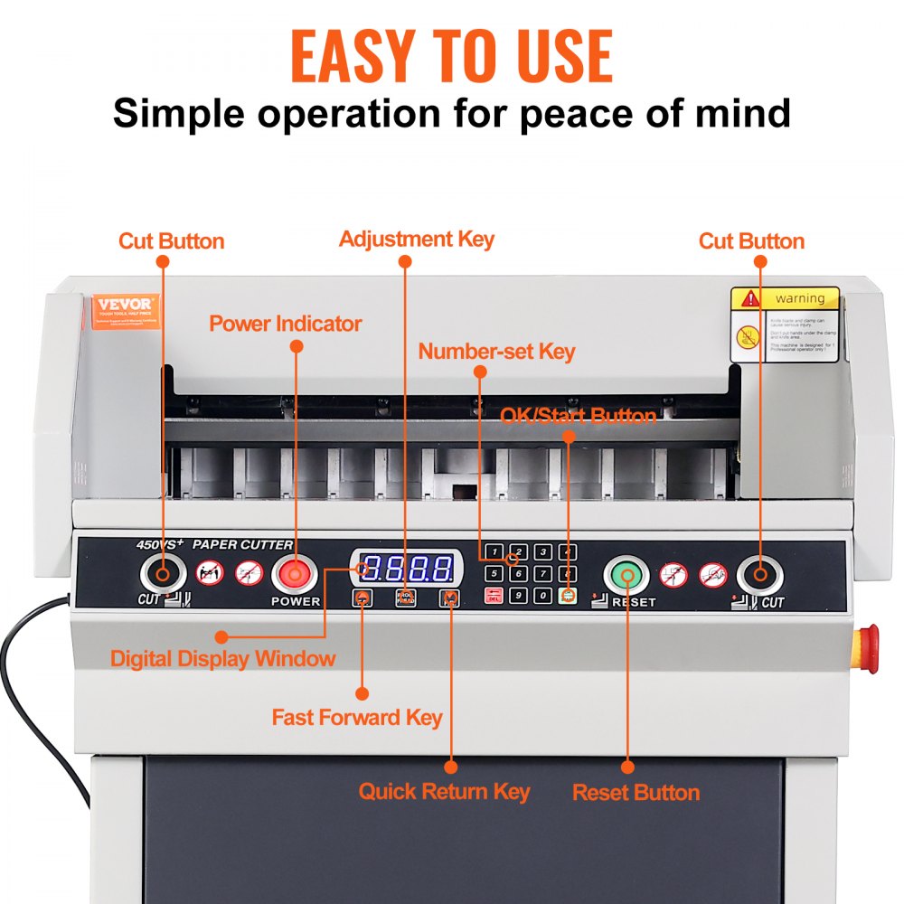 Electric Paper Cutter, Heavy Duty Paper Cutter 18" /457.2mm Cutting Width, 1.57"/40mm Cutting Thickness, Industrial Paper Trimmer with Button Control, Paper Cutter Guillotine Numerical Control Automatic Digital