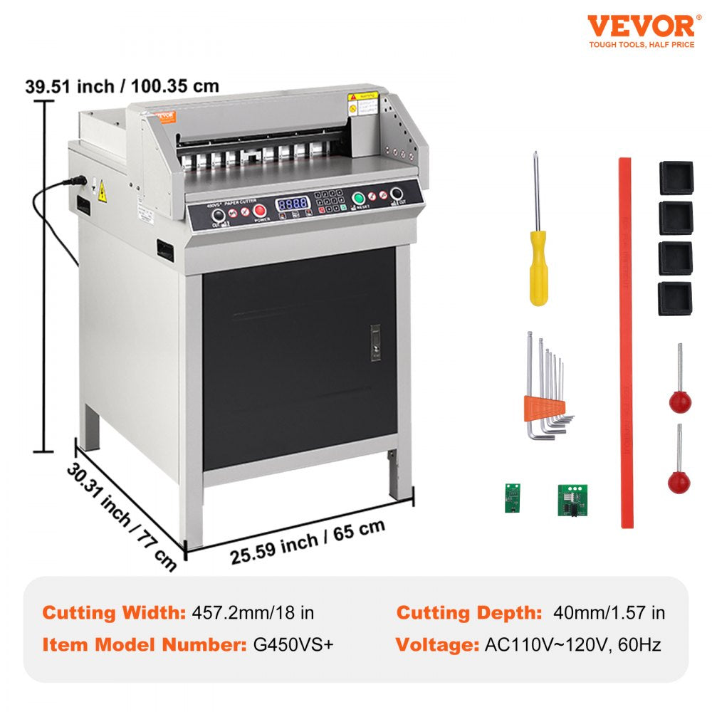 Electric Paper Cutter, Heavy Duty Paper Cutter 18" /457.2mm Cutting Width, 1.57"/40mm Cutting Thickness, Industrial Paper Trimmer with Button Control, Paper Cutter Guillotine Numerical Control Automatic Digital