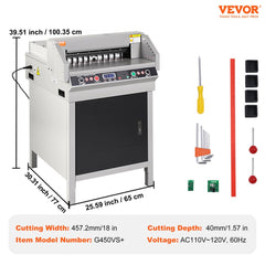 Electric Paper Cutter, Heavy Duty Paper Cutter 18" /457.2mm Cutting Width, 1.57"/40mm Cutting Thickness, Industrial Paper Trimmer with Button Control, Paper Cutter Guillotine Numerical Control Automatic Digital