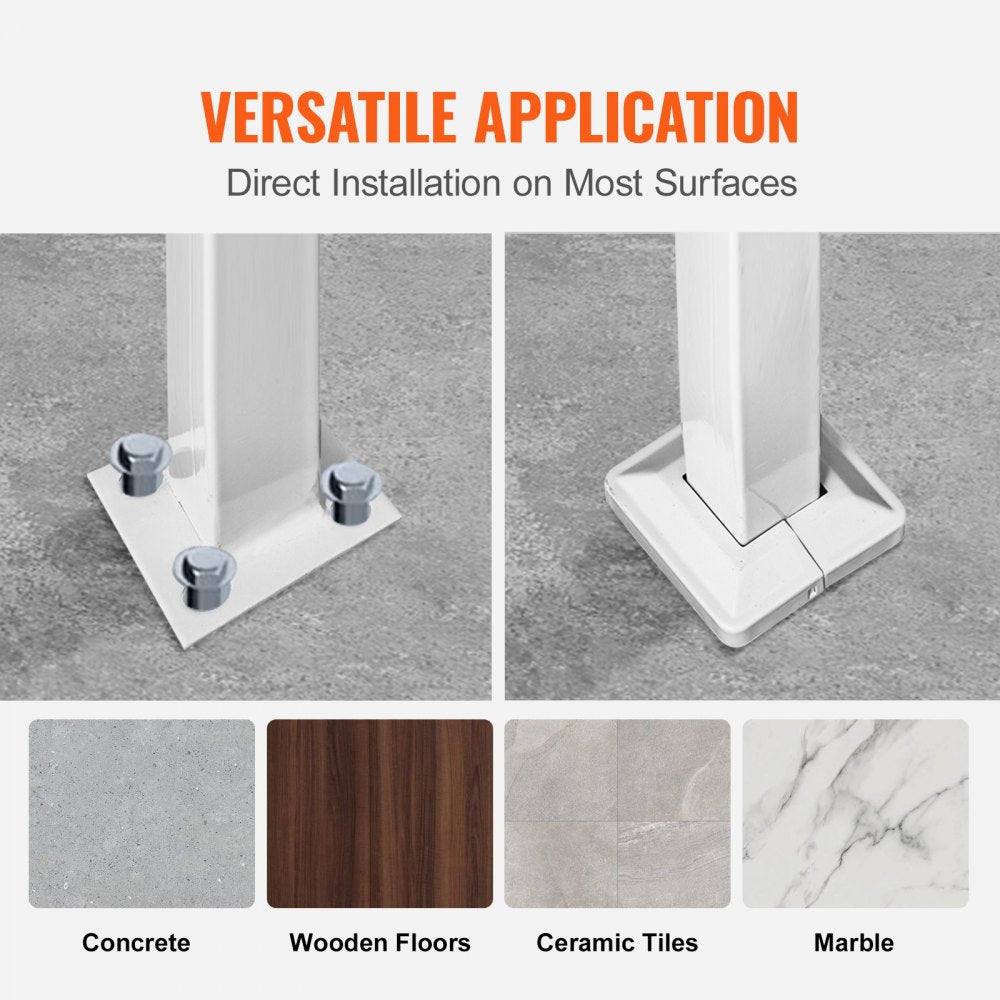 Handrails for Outdoor Steps, Fit 1 or 4 Steps Outdoor Stair Railing, White Wrought Iron Handrail, Flexible Front Porch Hand Rail, Transitional Handrails for Concrete Steps or Wooden Stairs