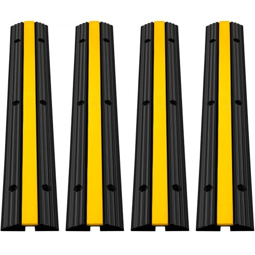 4 Pack of 1-Channel Rubber Cable Protector Ramps Heavy Duty 22046Lbs Load Capacity Cable Wire Cord Cover Ramp Speed Bump Driveway Hose Cable Ramp Protective Cover