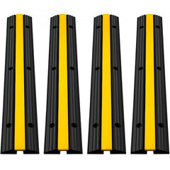 4 Pack of 1-Channel Rubber Cable Protector Ramps Heavy Duty 22046Lbs Load Capacity Cable Wire Cord Cover Ramp Speed Bump Driveway Hose Cable Ramp Protective Cover