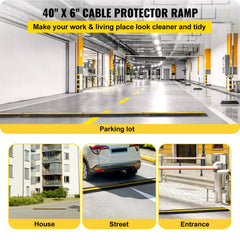4 Pack of 1-Channel Rubber Cable Protector Ramps Heavy Duty 22046Lbs Load Capacity Cable Wire Cord Cover Ramp Speed Bump Driveway Hose Cable Ramp Protective Cover