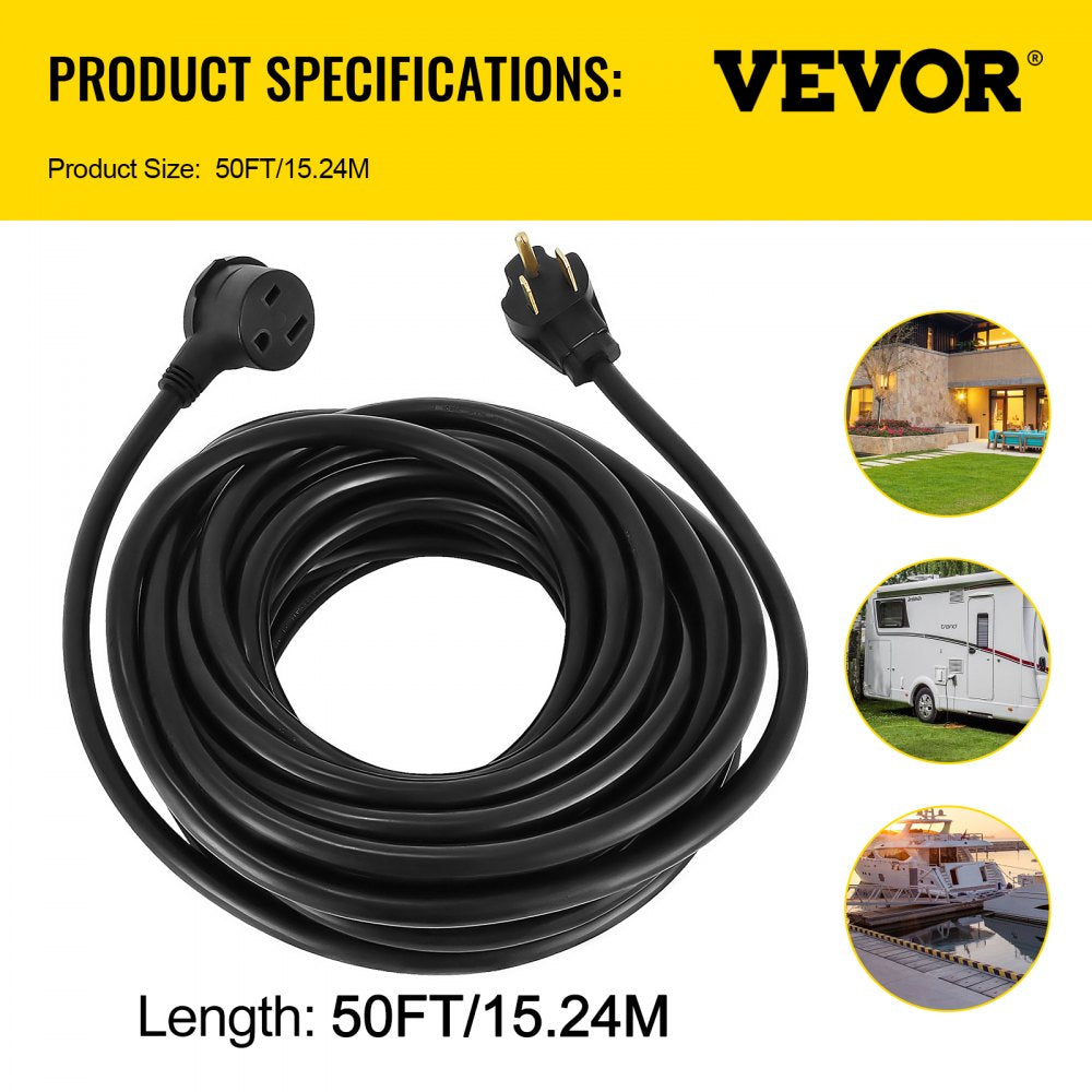 50ft 30A welding extension cord with 10AWG STW copper, NEMA 6-50 plugs.