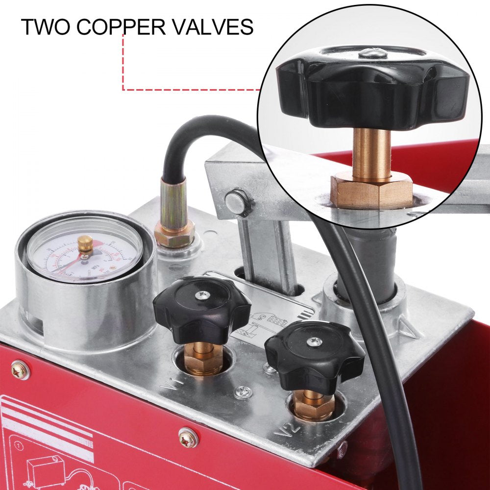 Hydraulic Pressure Test Pump 50 Bar Hand Pressure Test Pump 726 PSI 3.2 Gallon Tank 45ML 1/2" BSP Hydrostatic Test Pump for Pipeline Pressure Container Irrigation Firemen (Test Pump 50 Bar)