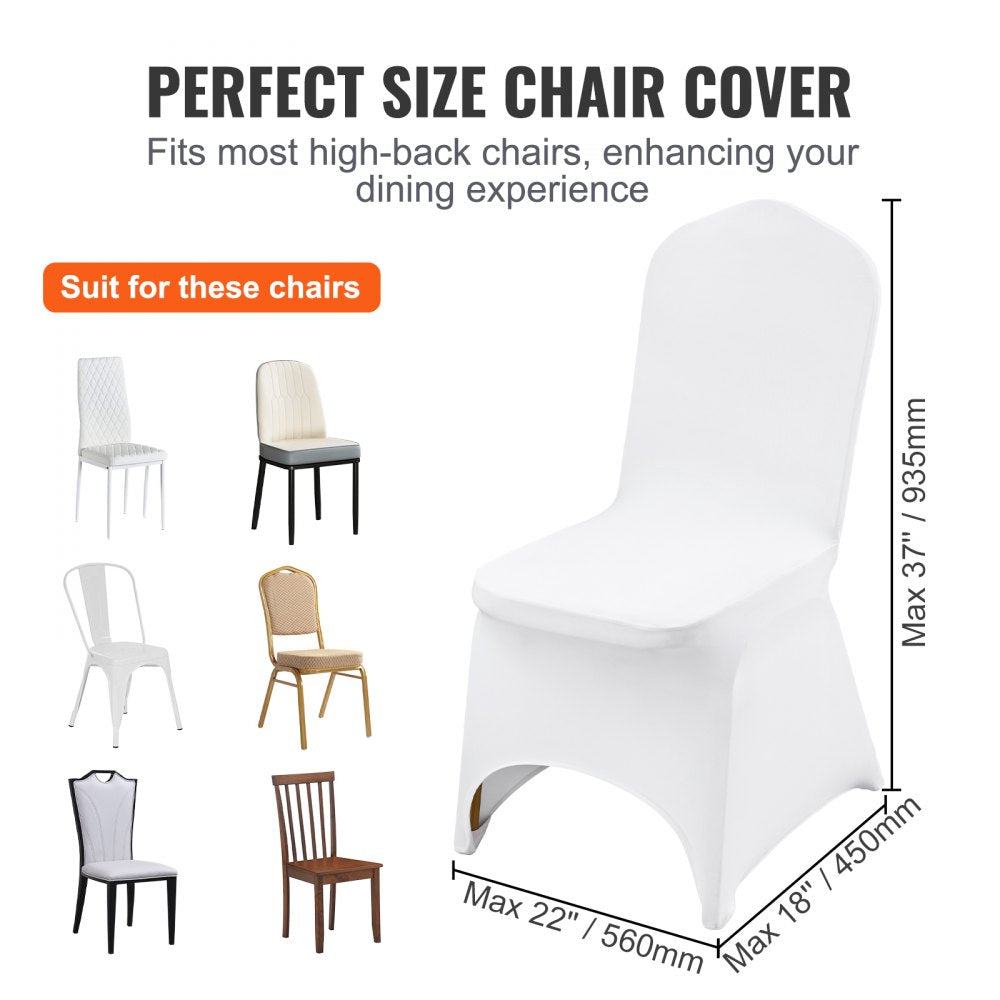 Stretch Spandex Folding Chair Covers, Universal Fitted Arched Front Cover, Removable Washable Protective Slipcovers, for Wedding, Holiday, Banquet, Party, Celebration, Dining (50PCS White)