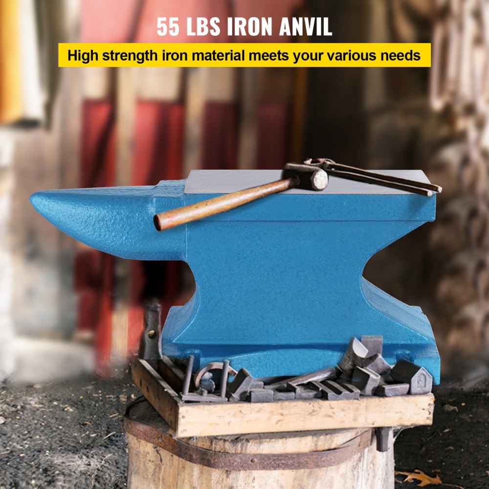 Bostome 55lb cast iron single horn anvil with polished surface and stable base for metalwork.