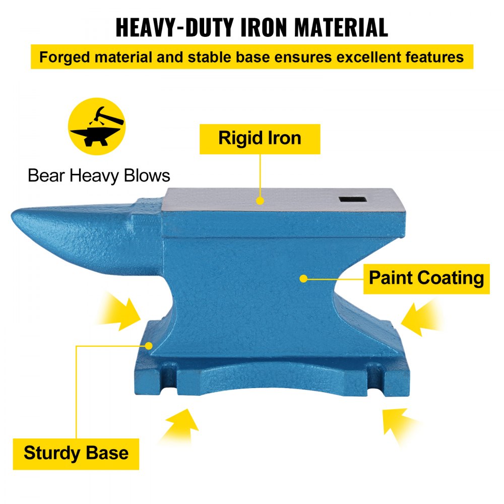Bostome 55lb cast iron single horn anvil with polished surface and stable base for metalworking.