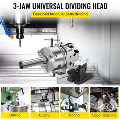Bostome BS-0 Dividing Head Set with 5" 3-Jaw Chuck for milling machines and adjustable headstock.