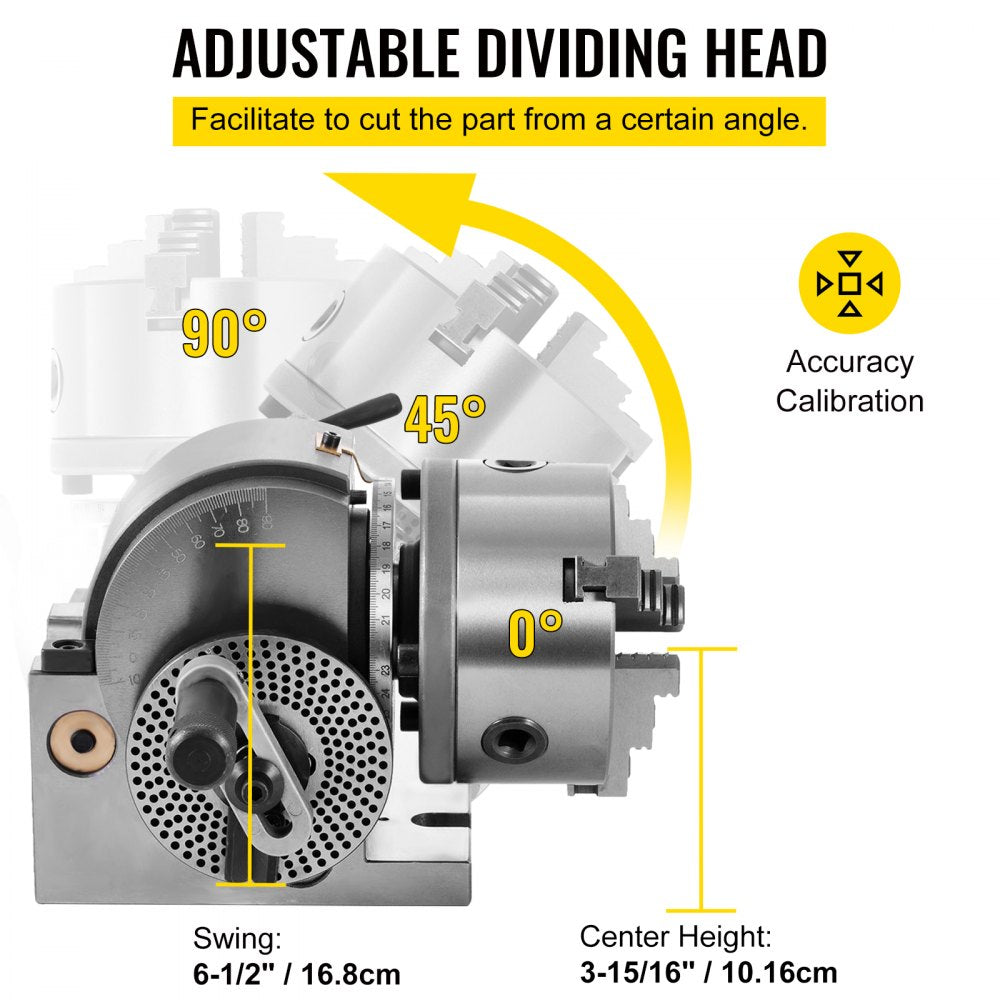 Bostome BS-0 Dividing Head Set with 5" 3-Jaw Chuck for milling machine precision.