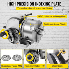Bostome BS-0 Dividing Head Set with 5" 3-Jaw Chuck for milling machine precision.