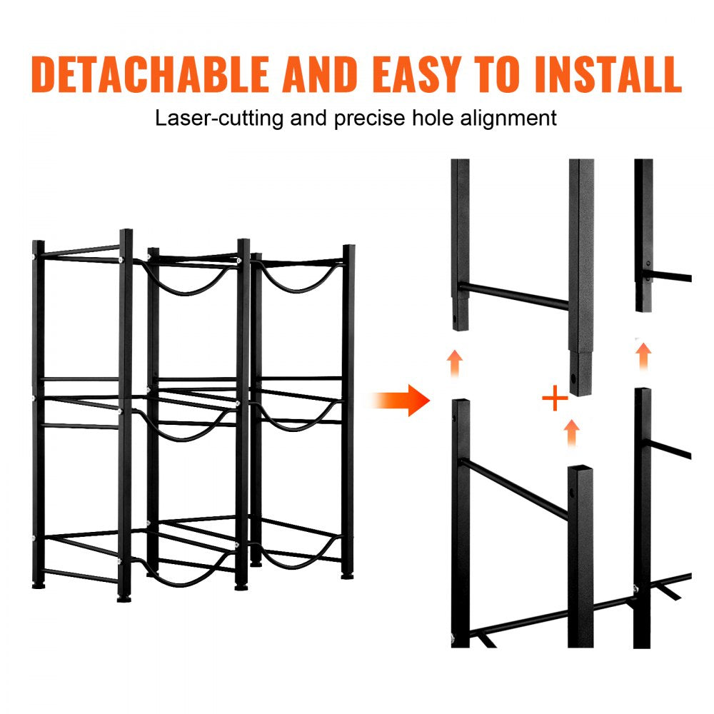 3 Tiers Water Jug Holder Double Row Water Bottle Rack for 6 Bottles Black