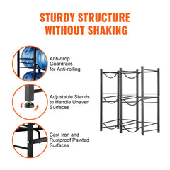 3 Tiers Water Jug Holder Double Row Water Bottle Rack for 6 Bottles Black