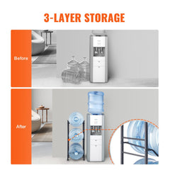 3 Tiers Water Jug Holder Single Row Water Bottle Rack for 3 Bottles Black